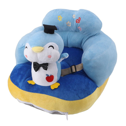 Baby Seat Sofa Comfortable Prevent Falling and Tipping Adjustable Angle Portable Plush Infant Learning Sitting Chair for Toddler Blue Penguin