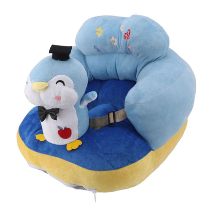 Baby Seat Sofa Comfortable Prevent Falling and Tipping Adjustable Angle Portable Plush Infant Learning Sitting Chair for Toddler Blue Penguin