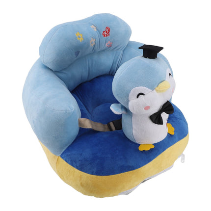 Cartoon Baby Support Seat Plush Adjustable Stable Children Learn Sitting Seat for Home Blue Penguin