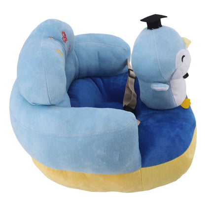 Cartoon Baby Support Seat Plush Adjustable Stable Children Learn Sitting Seat for Home Blue Penguin