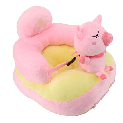 Baby Sitting Sofa Chair Comfortable Anti Rollover Portable Plush Infants Toddler Learning to Sit Chair with Light for Home Pink Pig
