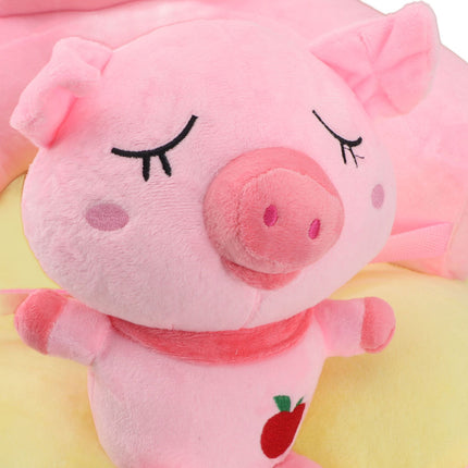 Baby Sitting Sofa Chair Comfortable Anti Rollover Portable Plush Infants Toddler Learning to Sit Chair with Light for Home Pink Pig