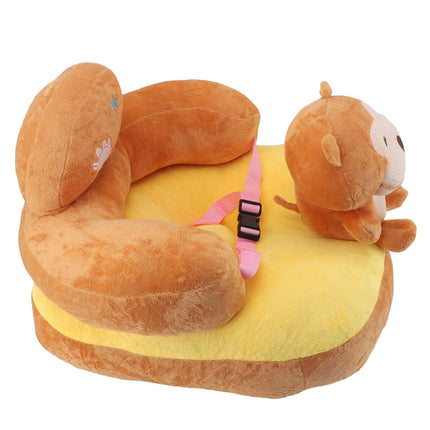 Baby Sitting Sofa Chair Comfortable Anti Rollover Portable Plush Infants Toddler Learning to Sit Chair with Light for Home Monkey