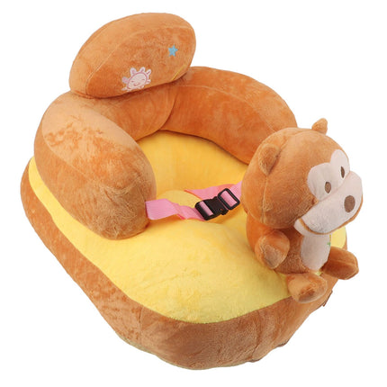 Baby Sitting Sofa Chair Comfortable Anti Rollover Portable Plush Infants Toddler Learning to Sit Chair with Light for Home Monkey