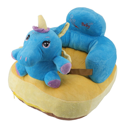 Baby Support Seat Sofa Soft Plush Comfortable Adjustable Angle Bluetooth Function Baby Sitting Support for Indoor Blue Horse Pattern