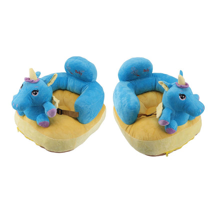 Baby Support Seat Sofa Soft Plush Comfortable Adjustable Angle Bluetooth Function Baby Sitting Support for Indoor Blue Horse Pattern