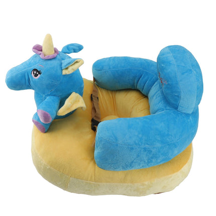Baby Support Seat Sofa Soft Plush Comfortable Adjustable Angle Bluetooth Function Baby Sitting Support for Indoor Blue Horse Pattern