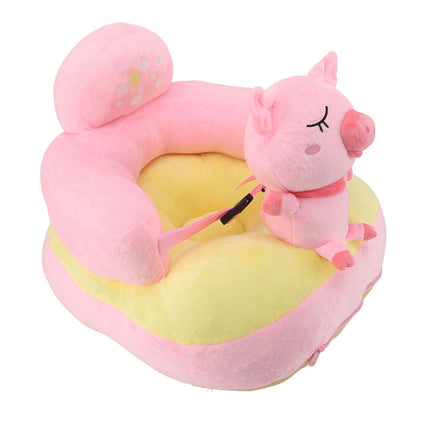 Baby Sofa Chair Floor Support Seat Plush Cute Cartoon Animal Angle Adjustable Baby Learning to Sit Chair with USB Cable for Toddlers Boys Girls Pig