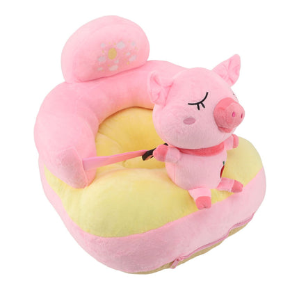 Baby Sofa Chair Floor Support Seat Plush Cute Cartoon Animal Angle Adjustable Baby Learning to Sit Chair with USB Cable for Toddlers Boys Girls Pig