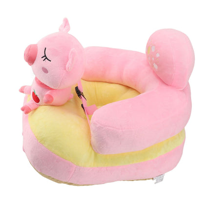 Baby Sofa Chair Floor Support Seat Plush Cute Cartoon Animal Angle Adjustable Baby Learning to Sit Chair with USB Cable for Toddlers Boys Girls Pig