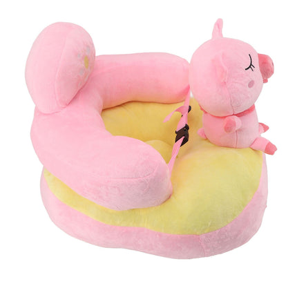 Baby Sofa Chair Floor Support Seat Plush Cute Cartoon Animal Angle Adjustable Baby Learning to Sit Chair with USB Cable for Toddlers Boys Girls Pig