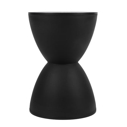 Modern Hourglass Shaped Stool Round End Table Stool for Shoe Changing Home Use 43x30cm Black