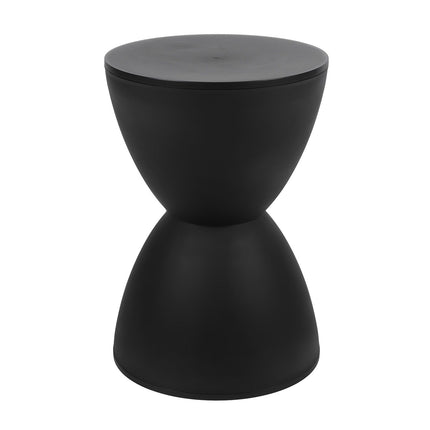 Modern Hourglass Shaped Stool Round End Table Stool for Shoe Changing Home Use 43x30cm Black