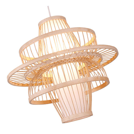 Pendant Light LED Hanging Lamp Home Decoration with Bamboo Lampshade 111‑240V for Ceiling Office