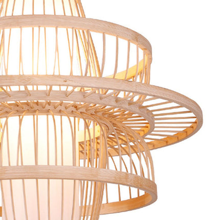 Pendant Light LED Hanging Lamp Home Decoration with Bamboo Lampshade 111‑240V for Ceiling Office