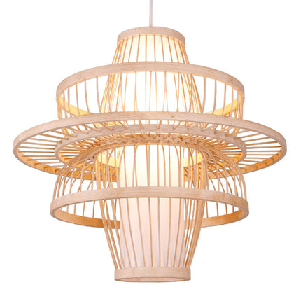 Pendant Light LED Hanging Lamp Home Decoration with Bamboo Lampshade 111‑240V for Ceiling Office