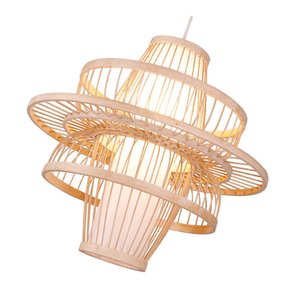 Pendant Light LED Hanging Lamp Home Decoration with Bamboo Lampshade 111‑240V for Ceiling Office