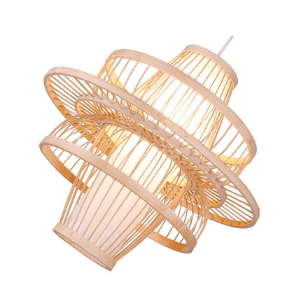 Pendant Light LED Hanging Lamp Home Decoration with Bamboo Lampshade 111‑240V for Ceiling Office