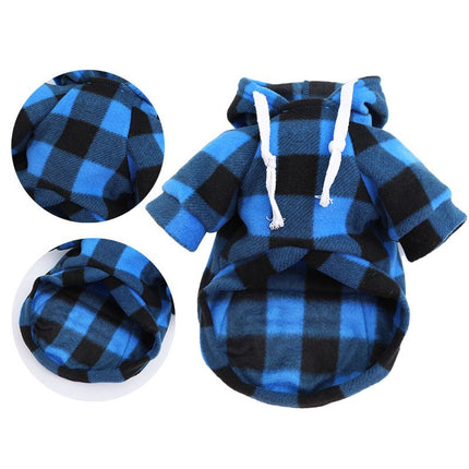 Wonderful Pet Sweater Plaid Zipper Pocket Wool Zipper Pocket Blue and Black L (chest circumference 47 back length 35cm)