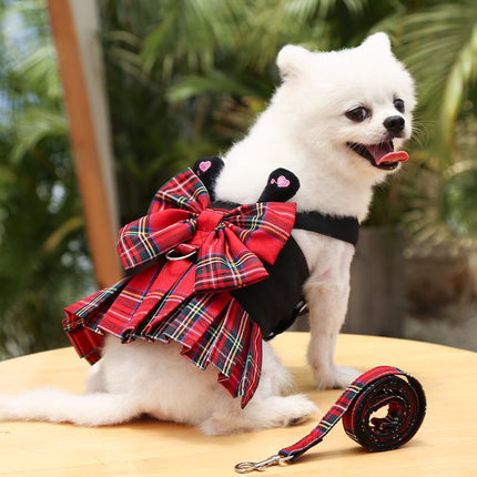 Dog Harness Skirt Traction Polyester 273 Vest Traction Wine Red L (chest circumference 45 back length 35m)