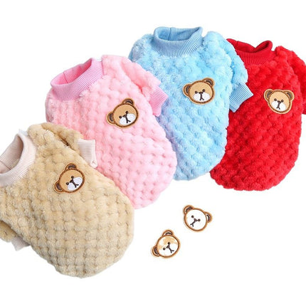 Shine Pet Clothes Coral Fleece Two Leg Dog Cat 285 pineapple foundation bear 2XL (chest circumference 58 back length 40cm)