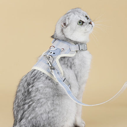Zichen Vest Cat Leash Polyester Traction Strap Grey M(1.5 suitable for 3.50 kg-7.50 kg