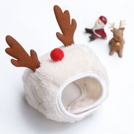 Weiwang Cartoon Pet Hat Christmas Deer Antlers White hat antlers S (good for 1.00 kg-4.00 kg pets)