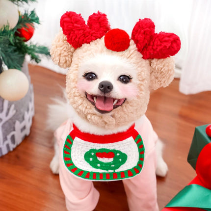 Weiwang Cartoon Pet Hat Christmas Deer Antlers White hat antlers S (good for 1.00 kg-4.00 kg pets)