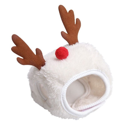 Weiwang Cartoon Pet Hat Christmas Deer Antlers White hat antlers L (good for 4.00 kg-7.50 kg pets)