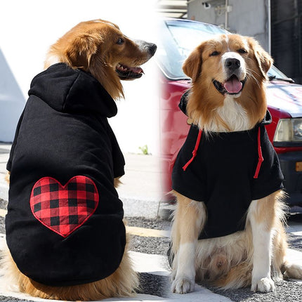 Shining Pet Sweatshirt Polyester Zipper Pocket 265 Love Black Sweater 5XL (bust 92CM about 25.00 kg-40.00 kg pets)
