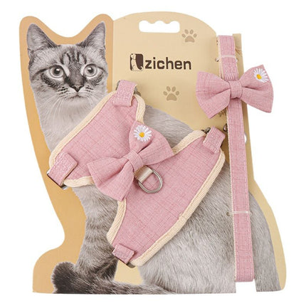 Zichen Cat Harness Vest Style Cotton Traction Rope Pink (melody bow) S(1.0 recommendation 1.50 kg-3.50 kg