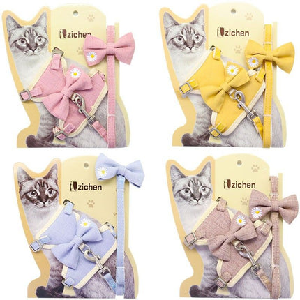 Zichen Cat Harness Vest Style Cotton Traction Rope Pink (melody bow) S(1.0 recommendation 1.50 kg-3.50 kg