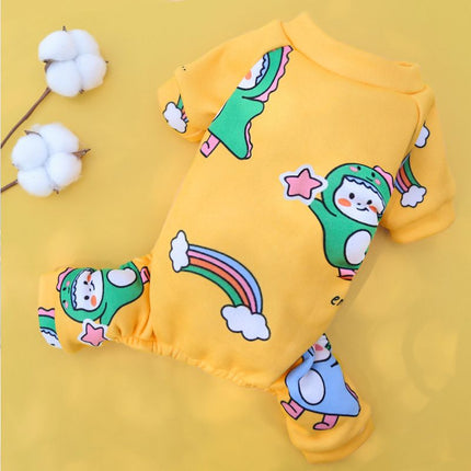 Shine Polyester Four Leg Dog Cat Pet Clothes 016D Four-Leg Pants Yellow Bottom Rainbow Dragon XS (back long 20cm 0.50 kg-1.50 kg pet)