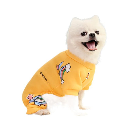 Shine Polyester Four Leg Dog Cat Pet Clothes 016D Four Leg Pants Powder White Rabbit Eating Oranges S (long back 25cm 1.50 kg-2.50 kg