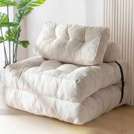 Convertible Folding Sofa Bed Pumpkin Design Corduroy Fabric Two-in-One Lounger for Living Room Bedroom Small Apartments Guest Room Daily Relaxation and Overnight Sleeping (Orange)