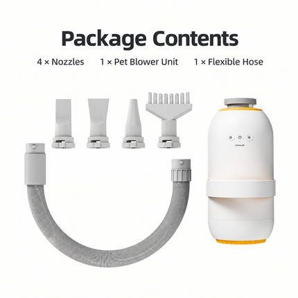 Smart Pet Grooming Dryer with Adjustable Speed Temperature and Replaceable Nozzles for Quick Drying and Loose Hair Removal After Bathing for Cats and Dogs at Home (Upgraded Blow & Suction Pet Dryer)