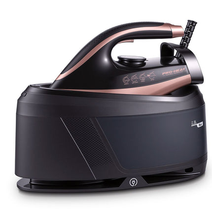 Professional Steam Station Iron with Ceramic Soleplate and Large Water Tank for Fast Wrinkle Removal on All Fabrics at Home (Black)