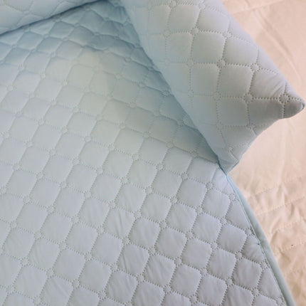 Cooling Quilted Pet Bed Mat with Bolsters for Summer, Soft Rectangular Sofa Cover Pad for Small to Large Dogs and Cats (Light Blue, 70*70cm)