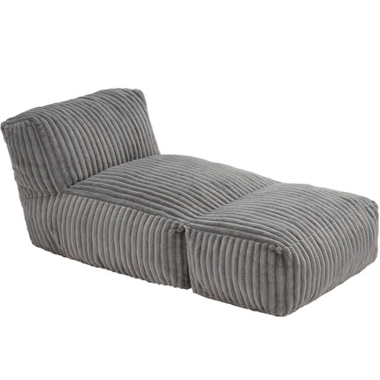 Ergonomic Bean Bag Chaise Lounger with Vertical Plush Fabric and High-Density Foam for Living Room Reading, Napping, and TV Watching (Blush)