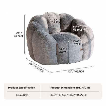 Cozy Bean Bag Sofa with Soft Corduroy Cover and High-Density Foam Filling for Living Room Bedroom Balcony Relaxation (Blush)
