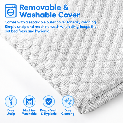 Cooling Pet Sofa Bed for Cats and Dogs, Breathable Ice Silk Bean Fabric with Supportive Edges, Removable Washable Cover, Non-Slip Bottom, Ideal for Summer Lounging in Living Rooms and Bedrooms (Light Blue, XL)