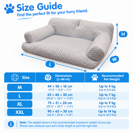 Cooling Pet Sofa Bed for Cats and Dogs, Breathable Ice Silk Bean Fabric with Supportive Edges, Removable Washable Cover, Non-Slip Bottom, Ideal for Summer Lounging in Living Rooms and Bedrooms (Light Grey, L)