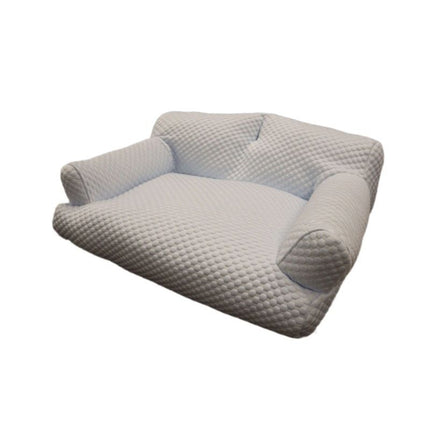 Cooling Pet Sofa Bed for Cats and Dogs, Breathable Ice Silk Bean Fabric with Supportive Edges, Removable Washable Cover, Non-Slip Bottom, Ideal for Summer Lounging in Living Rooms and Bedrooms (Light Grey, L)