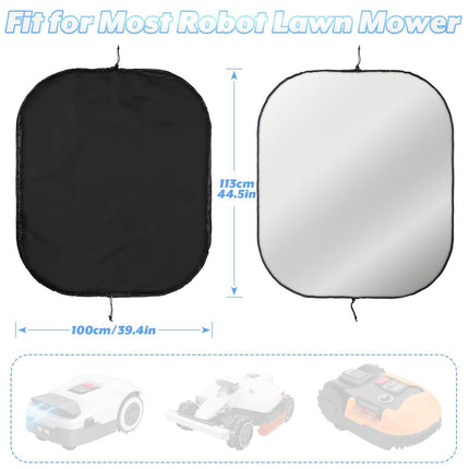 Weatherproof Robot Mower Cover with Drawstring Closure, UV-Resistant Oxford Fabric Protective Shell for Outdoor Storage, Fits Most Automatic Lawn Mowers with Zippered Carry Bag for Convenient Storage (600D(44.5"×39.4"))