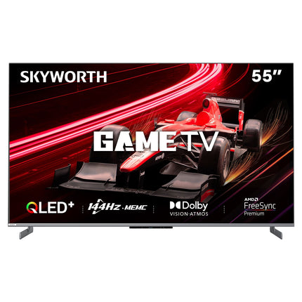 SKYWORTH 55" MagicSound Google TV, 144Hz UHD QLED+, 2.1.2 Sound, Built-in Subwoofer, Dolby Vision+Atmos, Eyecare TV, Find-my remote, Q7700G