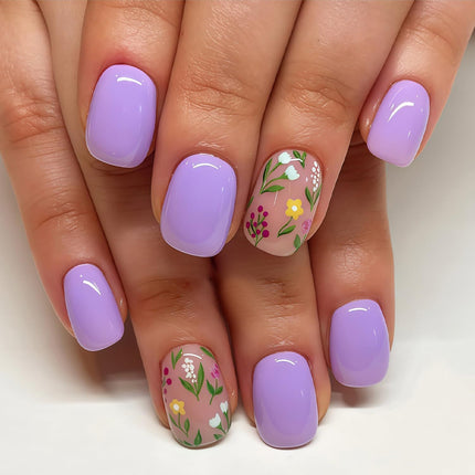 Press-on Nail Tips for Women, Perfect for Spring & Summer Occasions (light purple)