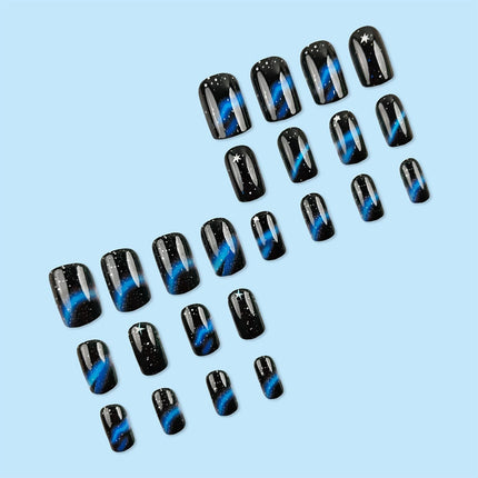 Starry Galaxy Press-On Nails for Parties, Daily Wear, and Special Occasions (Black)