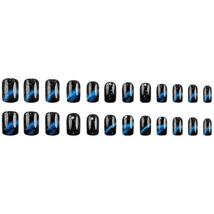 Starry Galaxy Press-On Nails for Parties, Daily Wear, and Special Occasions (Black)