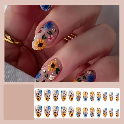 Spring Floral Press-On Nails – Easy, Salon-Quality Manicures for Every Occasion (Light Yellow)