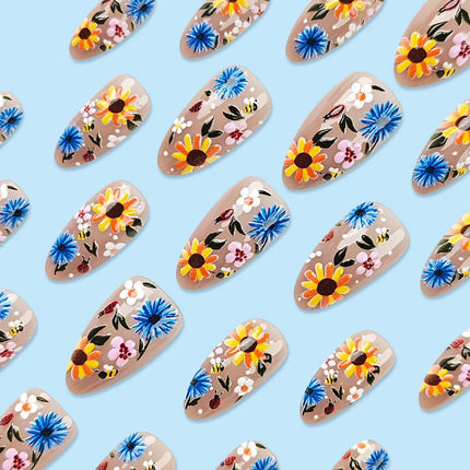 Spring Floral Press-On Nails – Easy, Salon-Quality Manicures for Every Occasion (Light Yellow)
